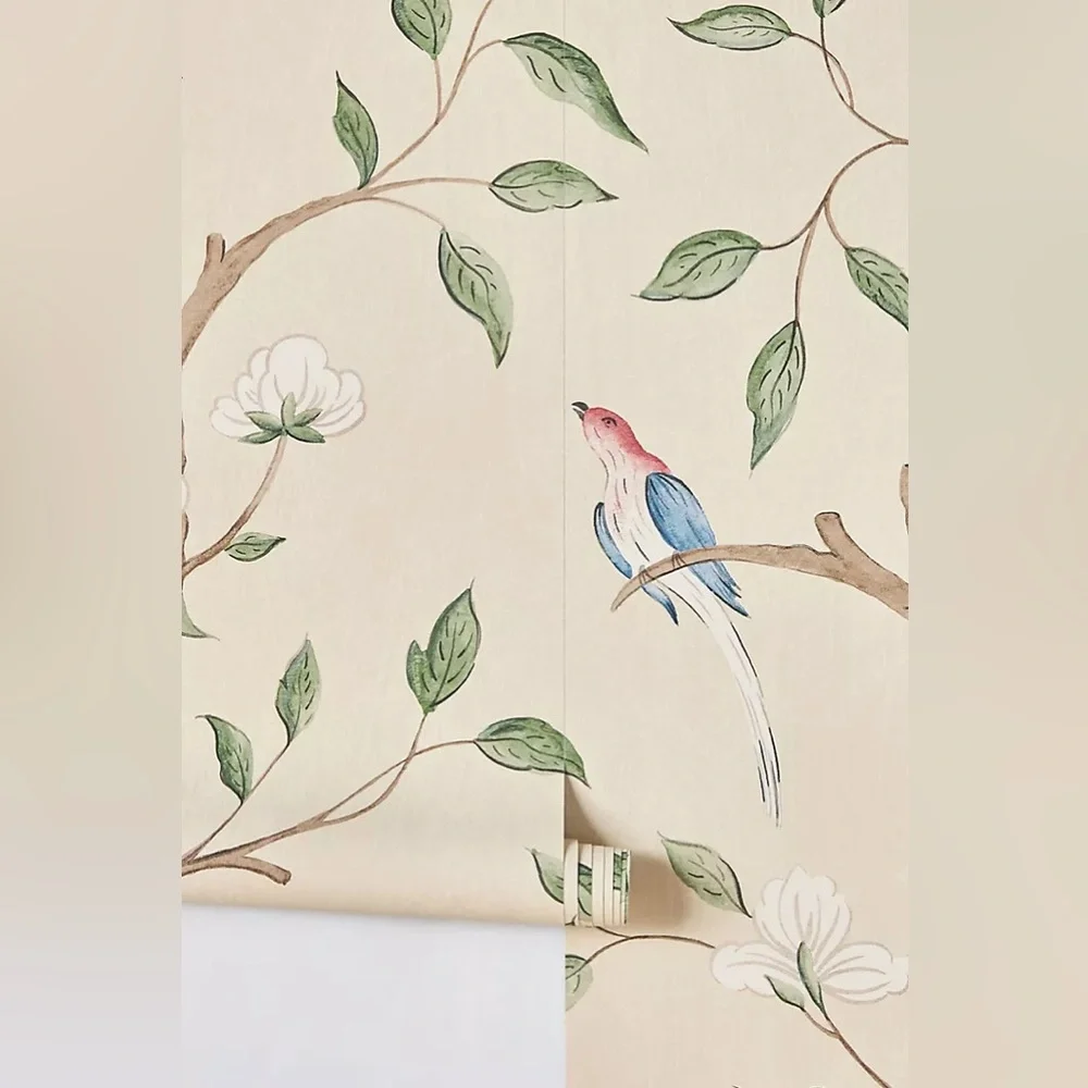 New Anthropologie Zoffany Eleonora Floral Jade Rose Eleonora Wallpaper Wall Art